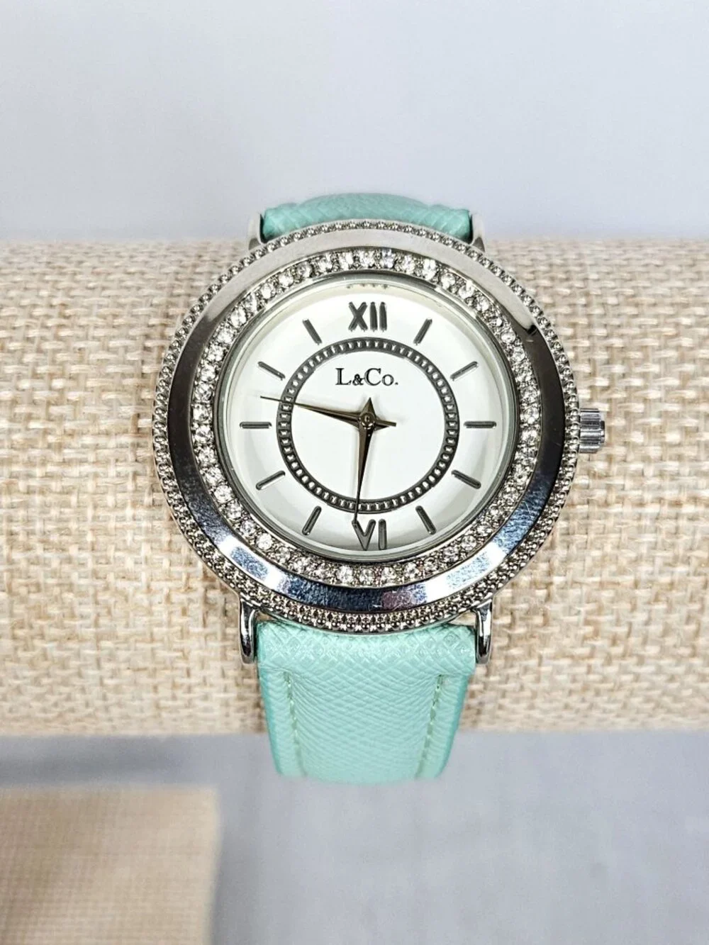 L & Co. Rhinestone Watch | Seafoam Green | Silver Tone